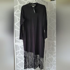 H&M black fringe trim dress XL